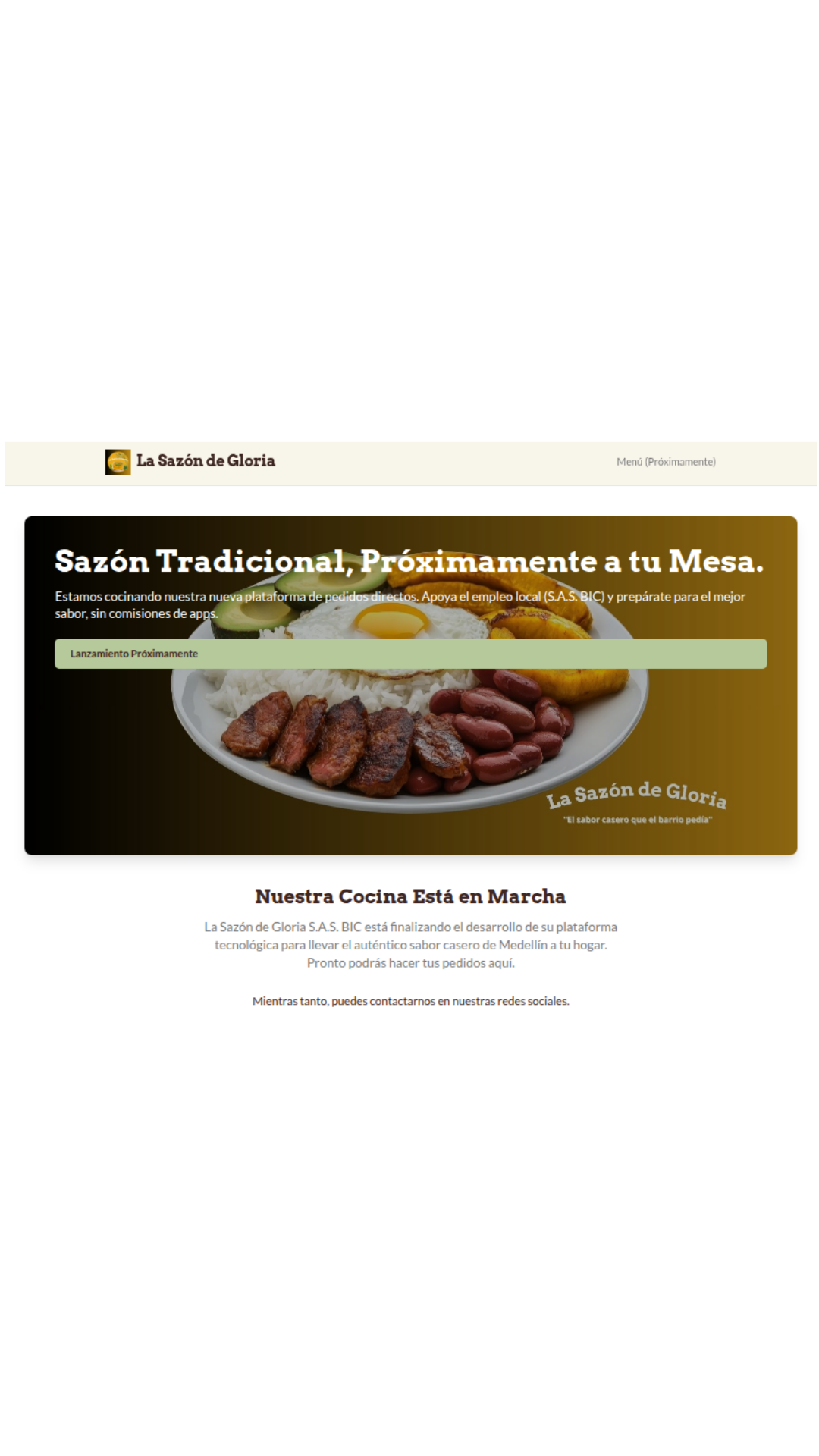 Interfaz App La Sazón de Gloria